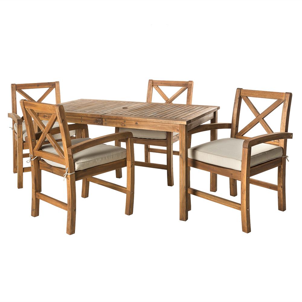 Acacia Wood X-Back Classic Patio 5-Piece Dining Set. Picture 1