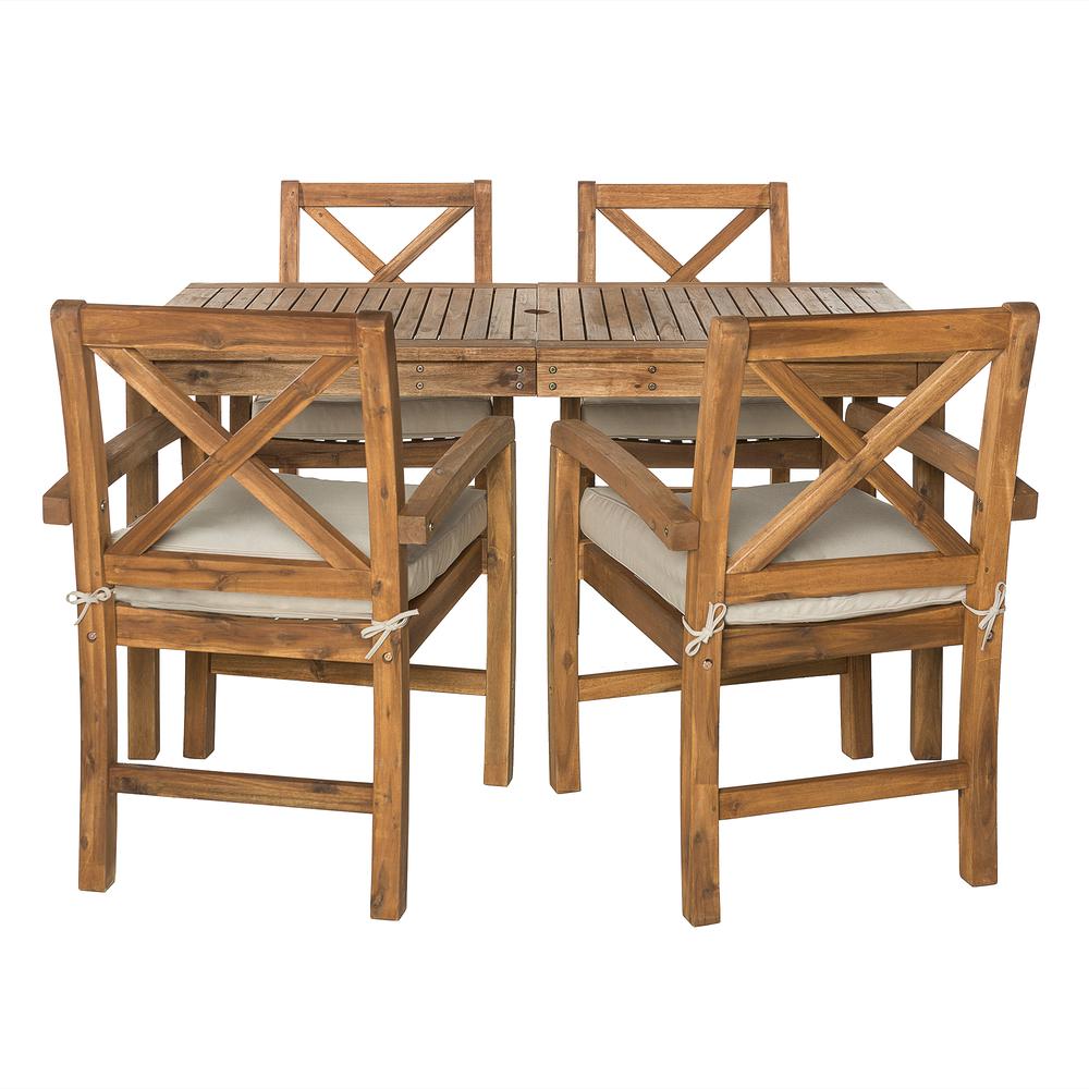 Acacia Wood X-Back Classic Patio 5-Piece Dining Set. Picture 4