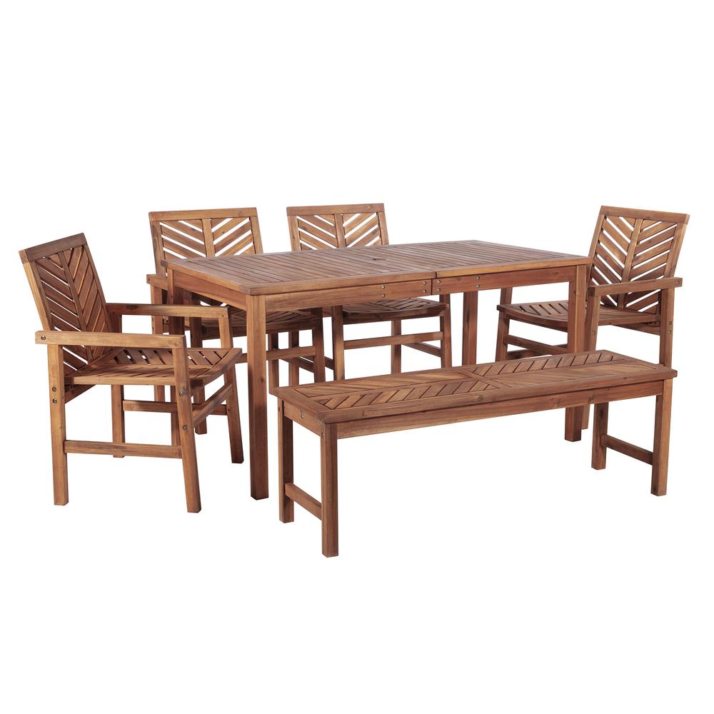 6-Piece Chevron Outdoor Patio Dining Set - Brown. Picture 1