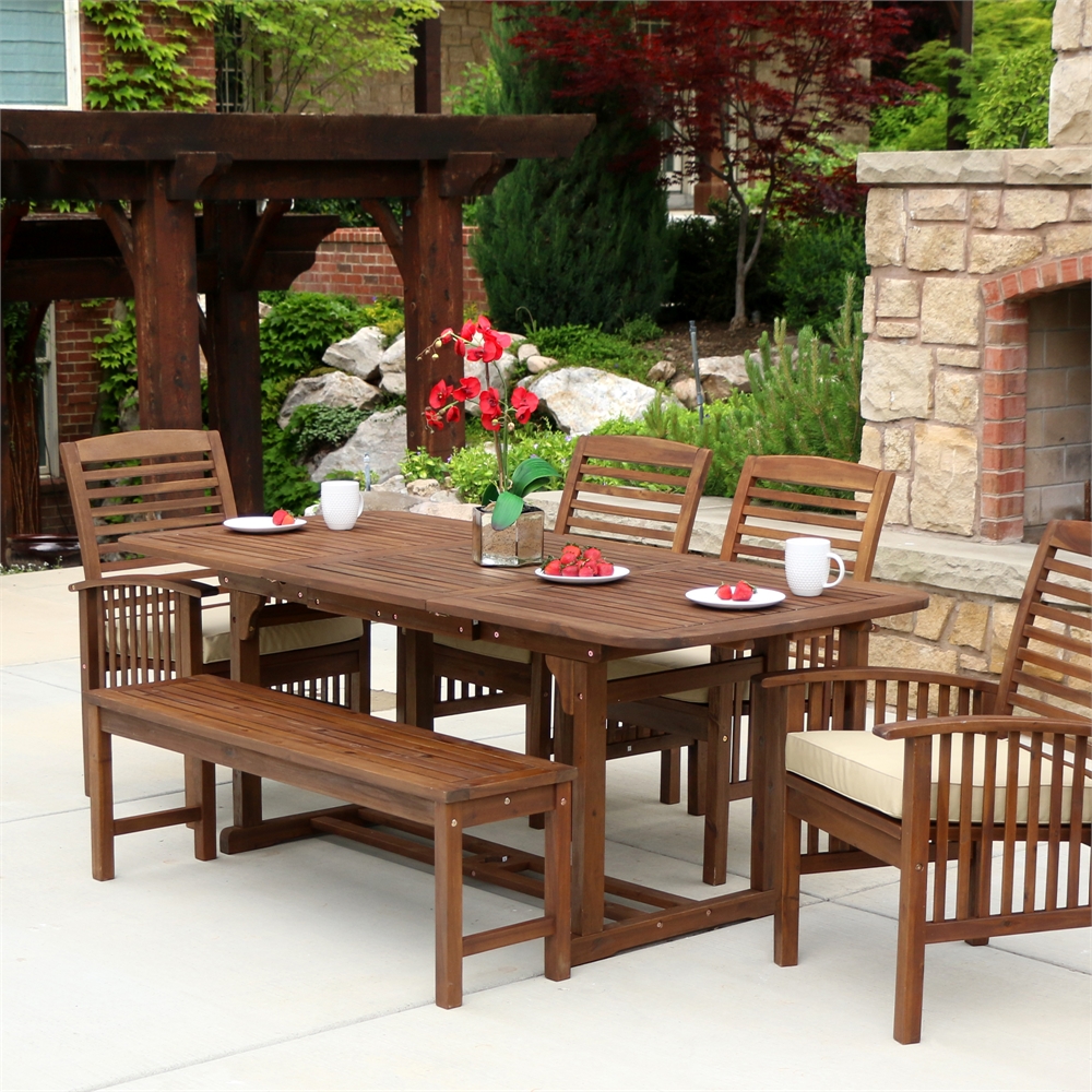 6-Piece Dark Brown Patio Dining Set with Cushions. Picture 2