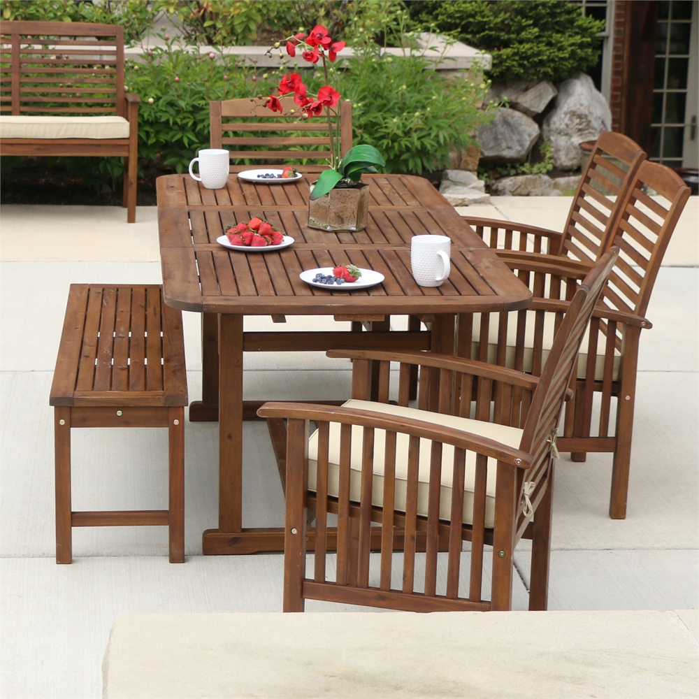 6-Piece Dark Brown Patio Dining Set with Cushions. Picture 3