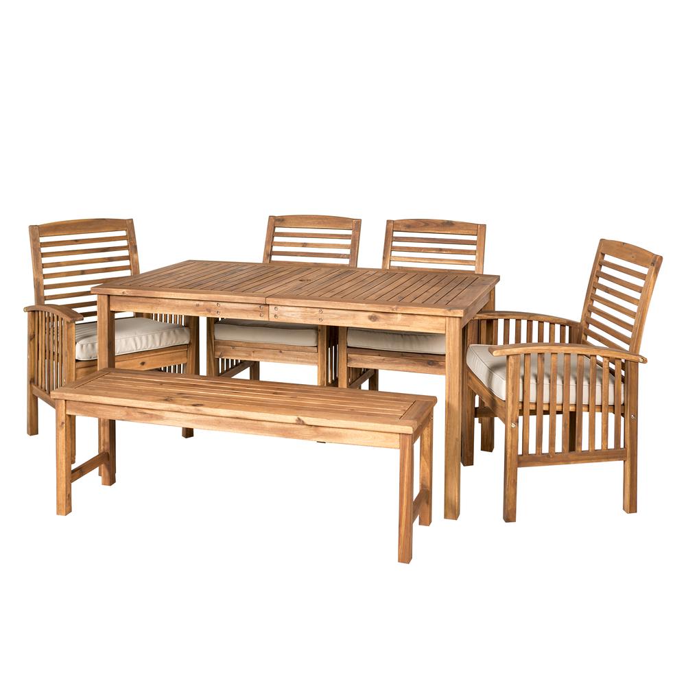 Acacia Wood Classic Patio 6-Piece Dining Set - Brown. The main picture.