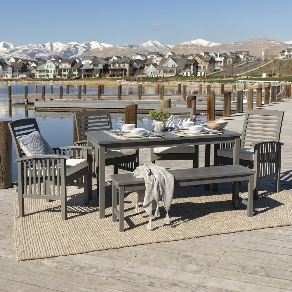 6-Piece Simple Outdoor Patio Dining Set - Grey Wash. Picture 4