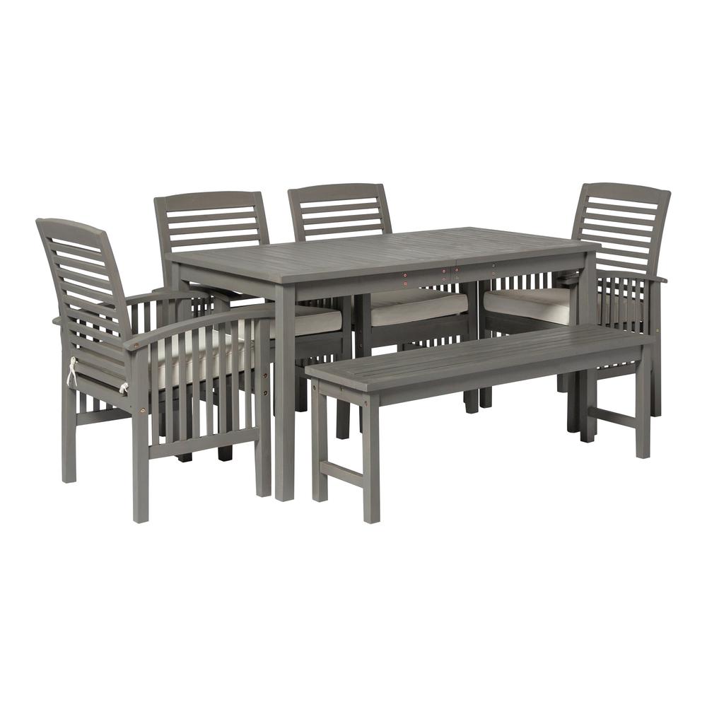 6-Piece Simple Outdoor Patio Dining Set - Grey Wash. Picture 1