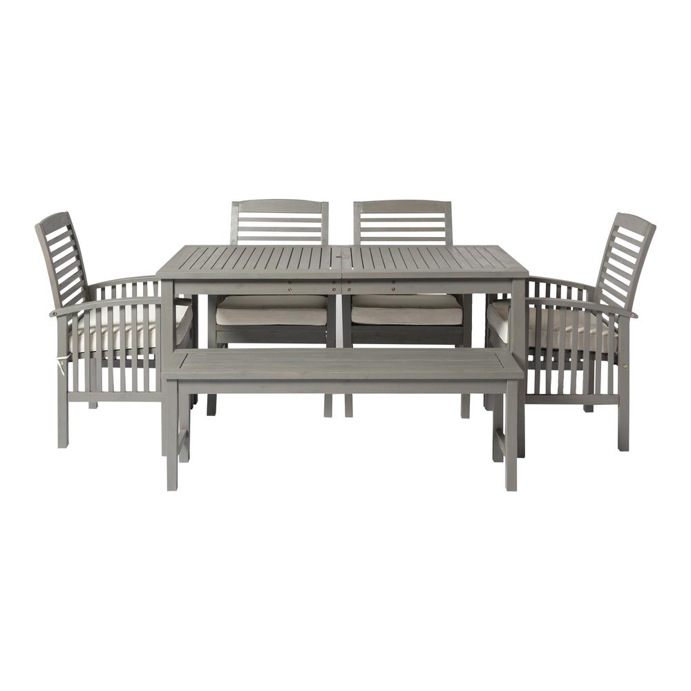 6-Piece Simple Outdoor Patio Dining Set - Grey Wash. Picture 2