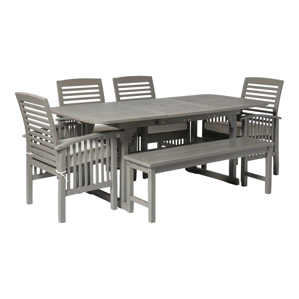 6-Piece Classic Outdoor Patio Dining Set - Grey Wash. Picture 1