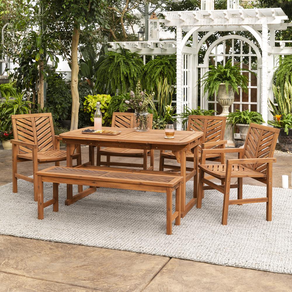 6-Piece Extendable Outdoor Patio Dining Set - Brown. Picture 2