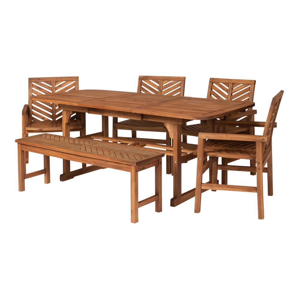 6-Piece Extendable Outdoor Patio Dining Set - Brown. The main picture.