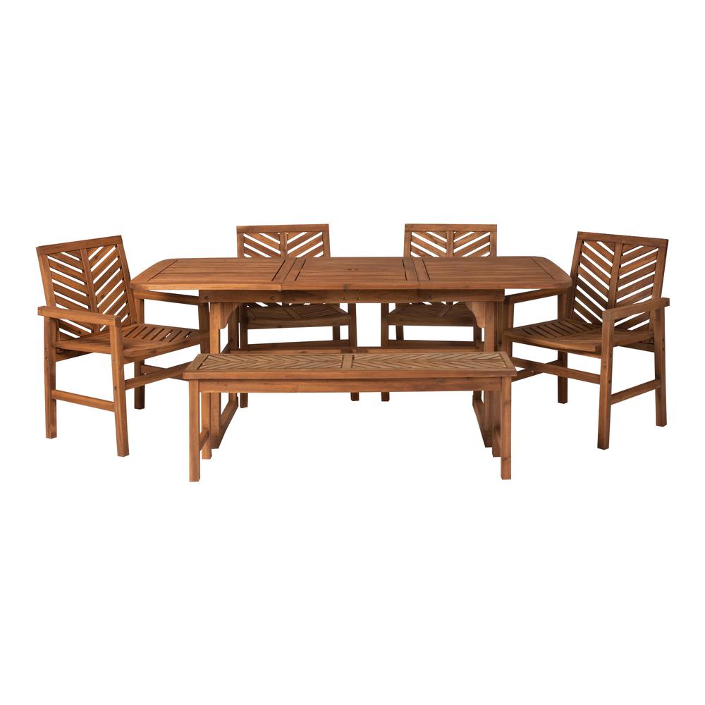 6-Piece Extendable Outdoor Patio Dining Set - Brown. Picture 3