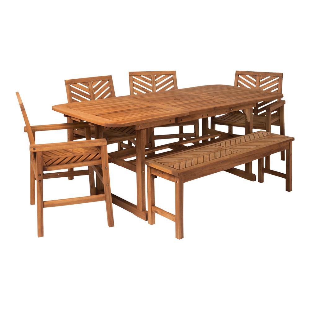 6-Piece Extendable Outdoor Patio Dining Set - Brown. Picture 4