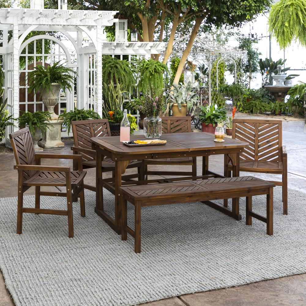 6-Piece Extendable Outdoor Patio Dining Set - Dark Brown. Picture 2