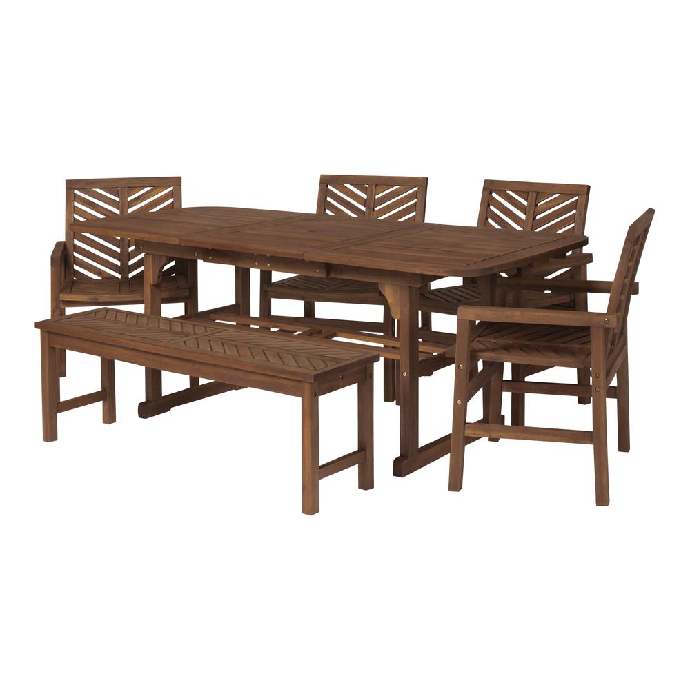 6-Piece Extendable Outdoor Patio Dining Set - Dark Brown. The main picture.