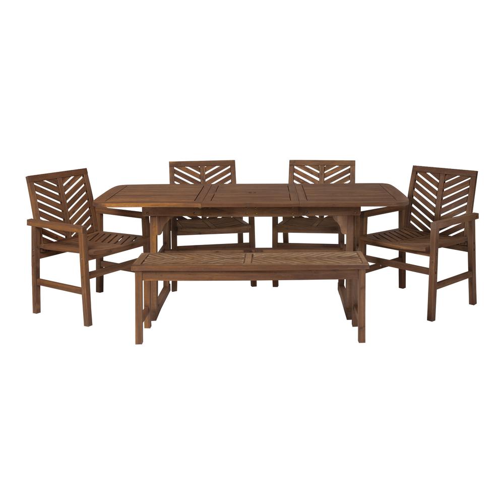 6-Piece Extendable Outdoor Patio Dining Set - Dark Brown. Picture 4