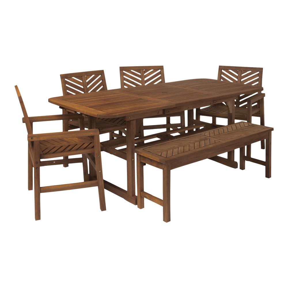 6-Piece Extendable Outdoor Patio Dining Set - Dark Brown. Picture 5