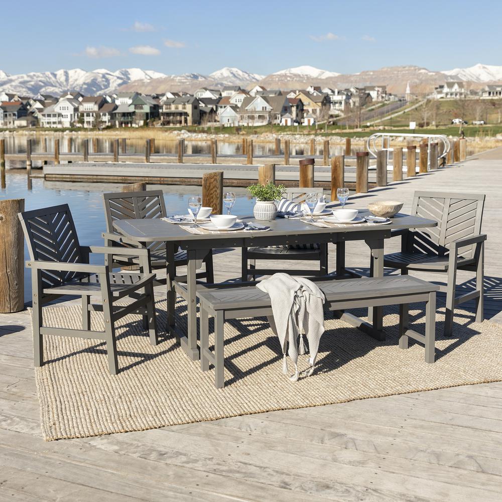 6-Piece Extendable Outdoor Patio Dining Set - Grey Wash. Picture 2