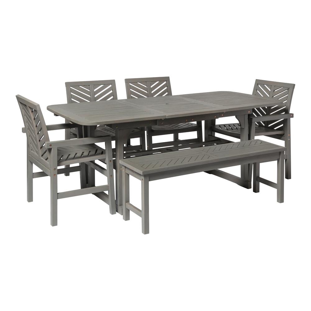 6-Piece Extendable Outdoor Patio Dining Set - Grey Wash. Picture 1