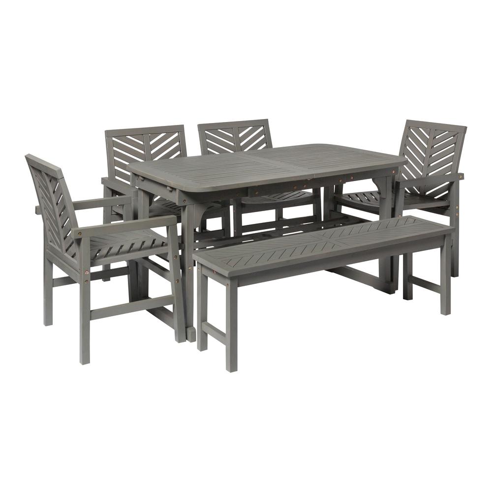 6-Piece Extendable Outdoor Patio Dining Set - Grey Wash. Picture 3