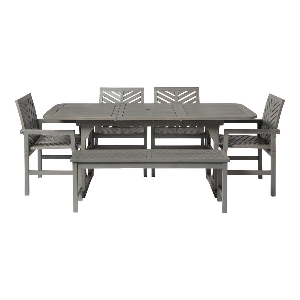 6-Piece Extendable Outdoor Patio Dining Set - Grey Wash. Picture 4