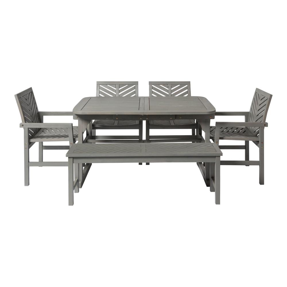 6-Piece Extendable Outdoor Patio Dining Set - Grey Wash. Picture 5