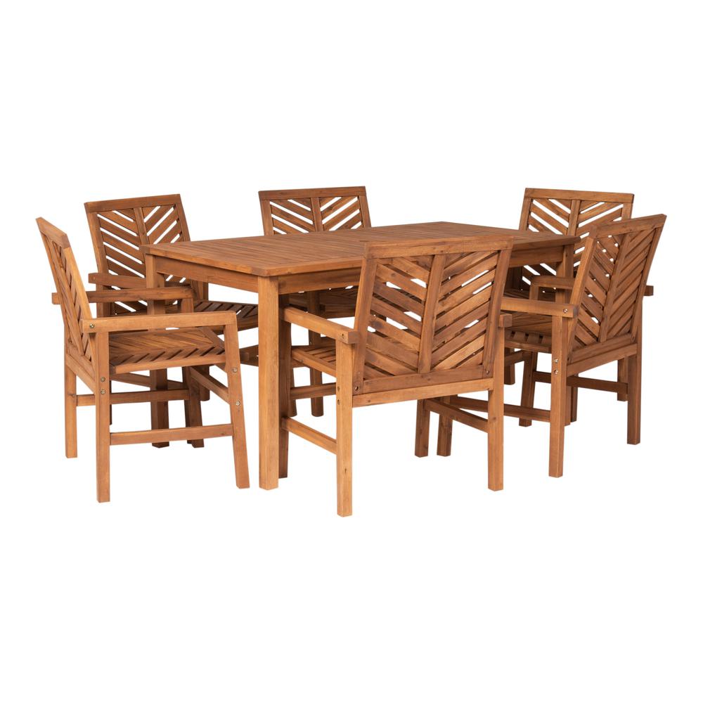 7-Piece Chevron Outdoor Patio Dining Set - Brown. Picture 1