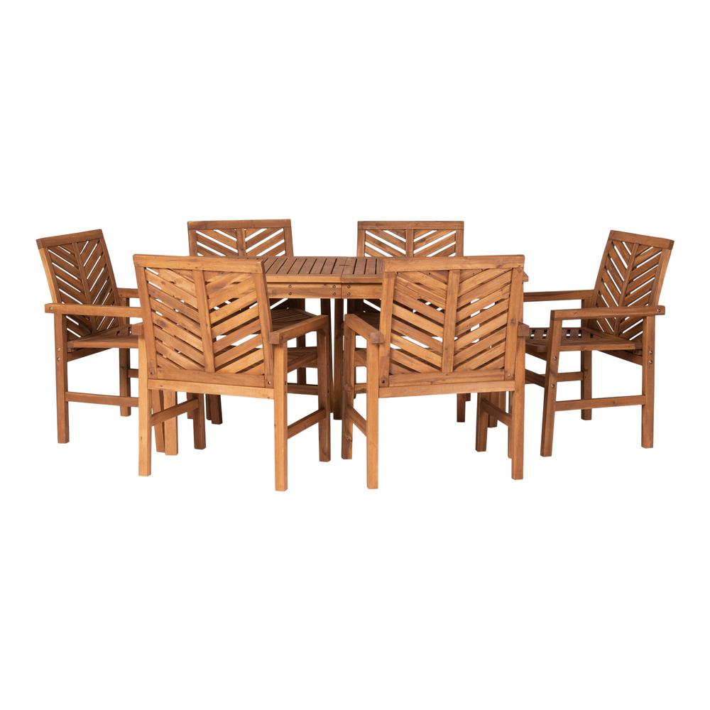 7-Piece Chevron Outdoor Patio Dining Set - Brown. Picture 3