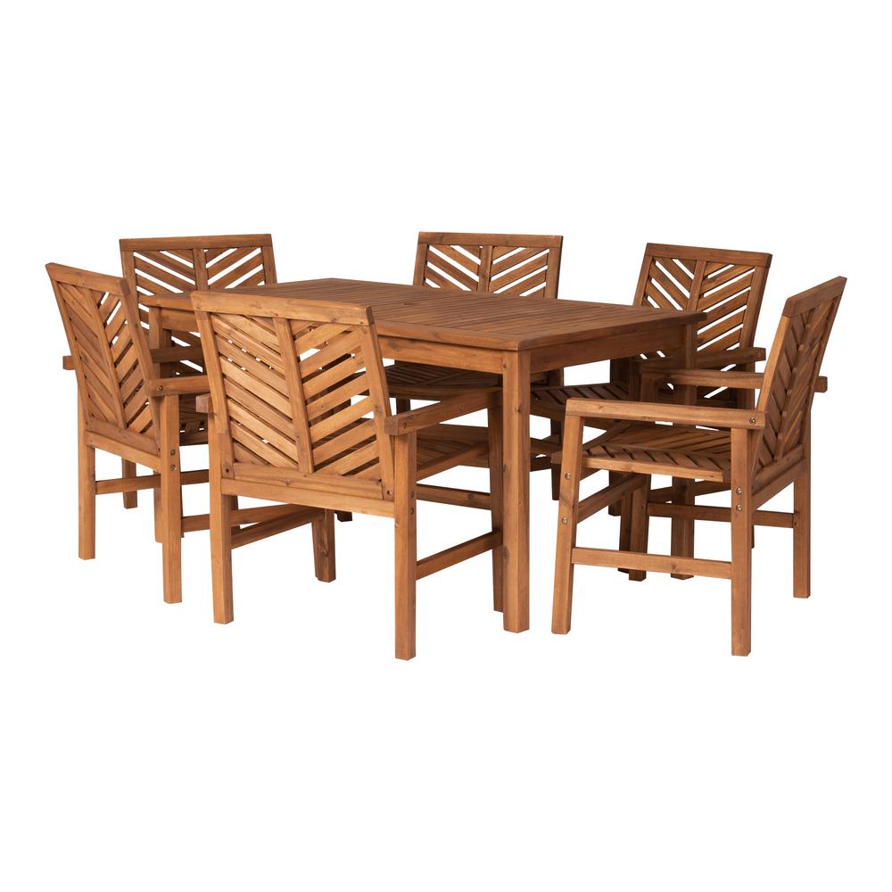 7-Piece Chevron Outdoor Patio Dining Set - Brown. Picture 4