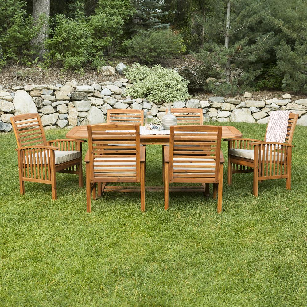 7-Piece Brown Patio Dining Set with Cushions. Picture 2