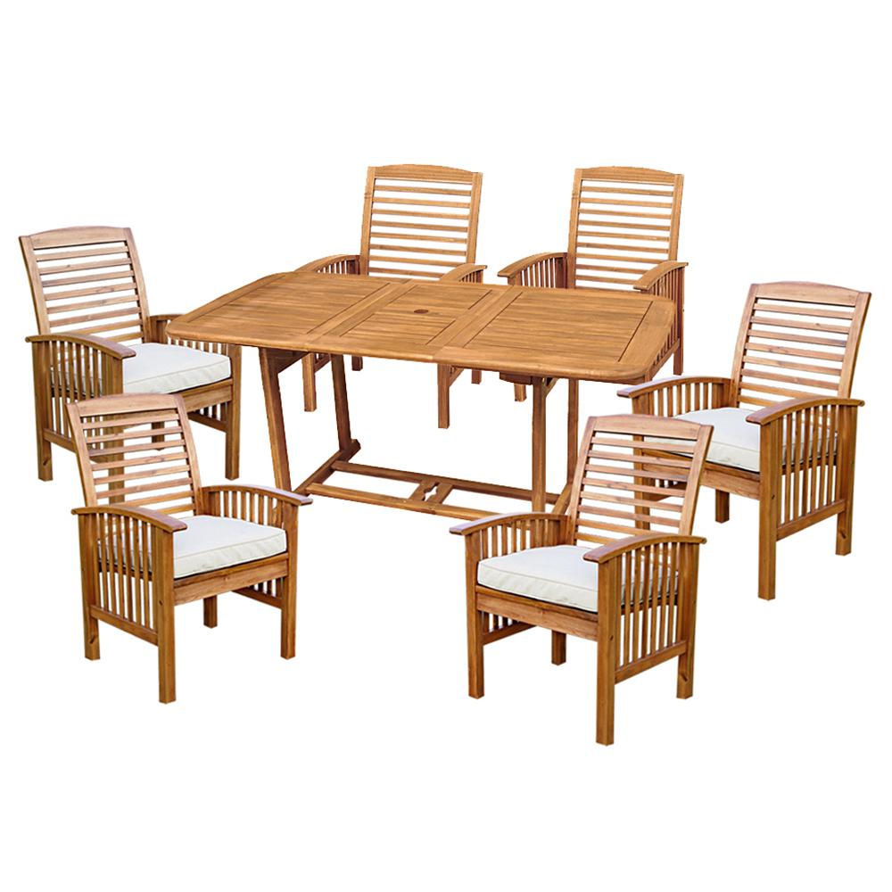 7-Piece Brown Patio Dining Set with Cushions. Picture 1