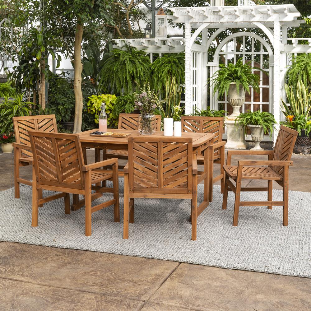 7-Piece Extendable Outdoor Patio Dining Set - Brown. Picture 2