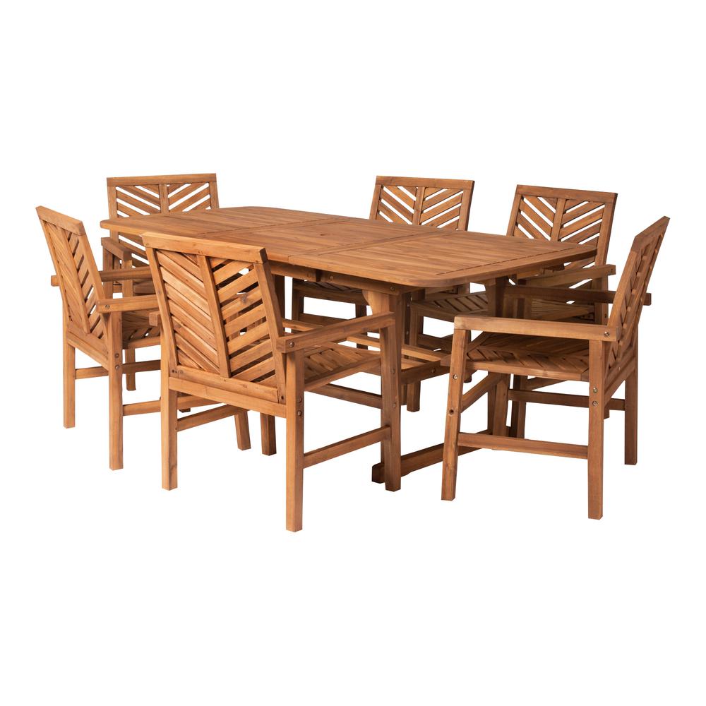 7-Piece Extendable Outdoor Patio Dining Set - Brown. Picture 1