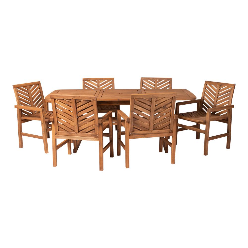 7-Piece Extendable Outdoor Patio Dining Set - Brown. Picture 3