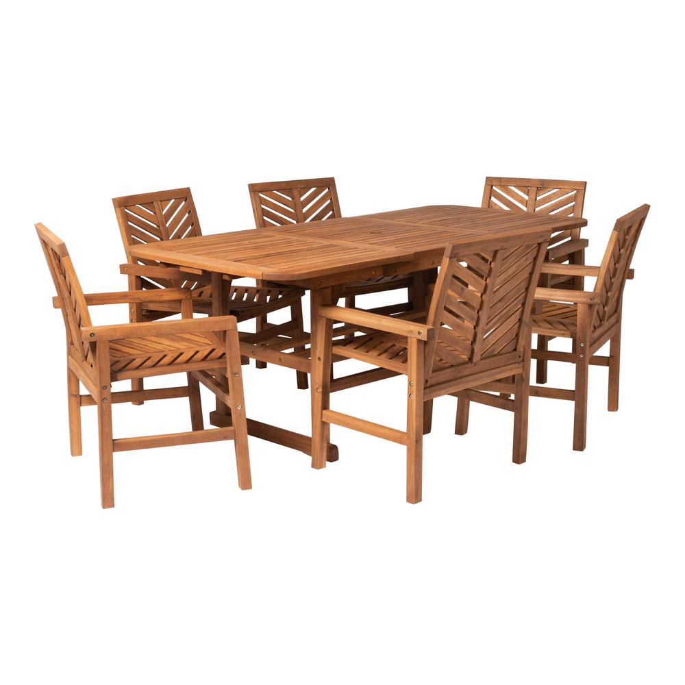 7-Piece Extendable Outdoor Patio Dining Set - Brown. Picture 4