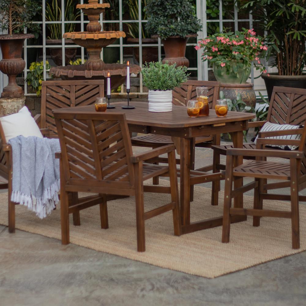 7-Piece Extendable Outdoor Patio Dining Set - Dark Brown. Picture 2