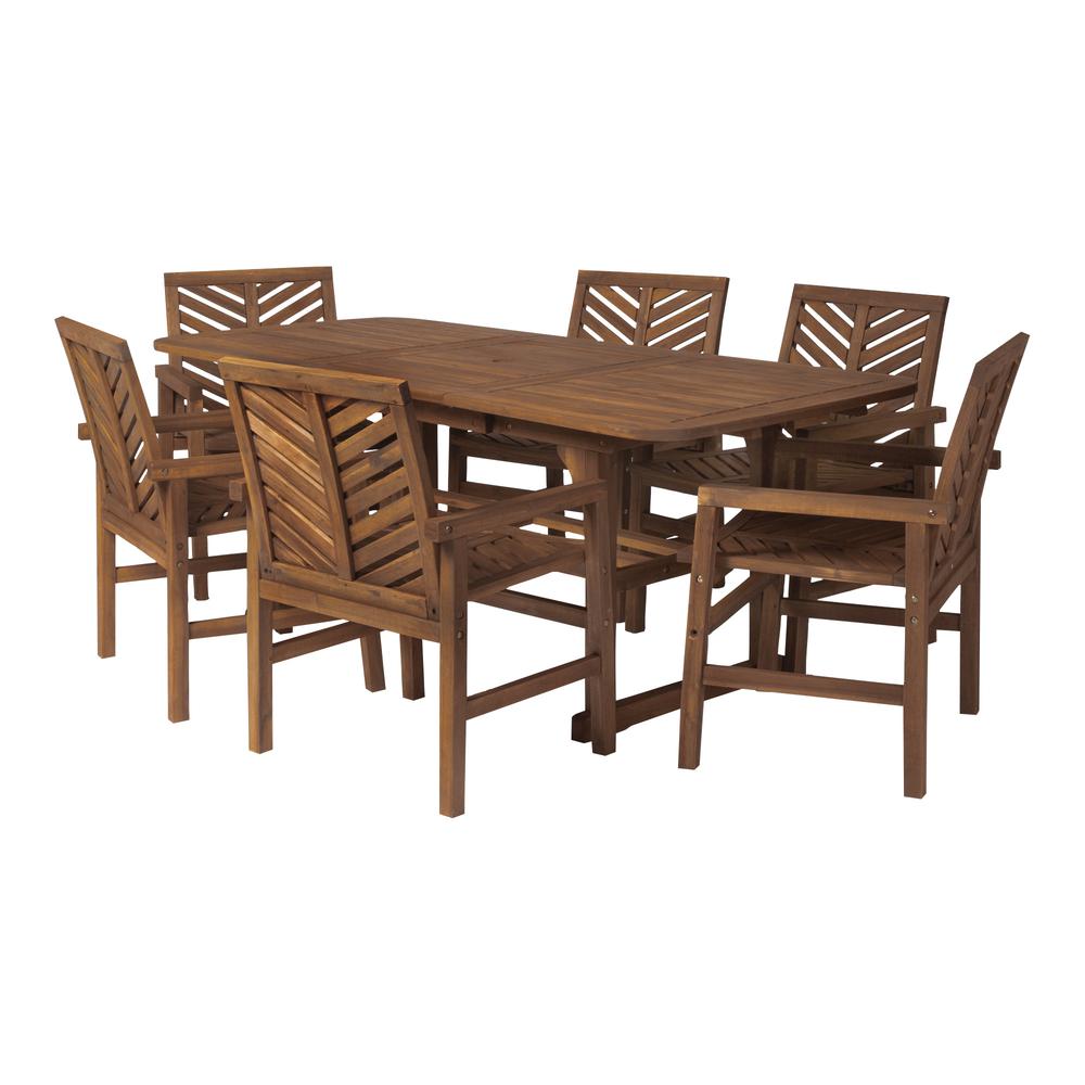 7-Piece Extendable Outdoor Patio Dining Set - Dark Brown. Picture 1