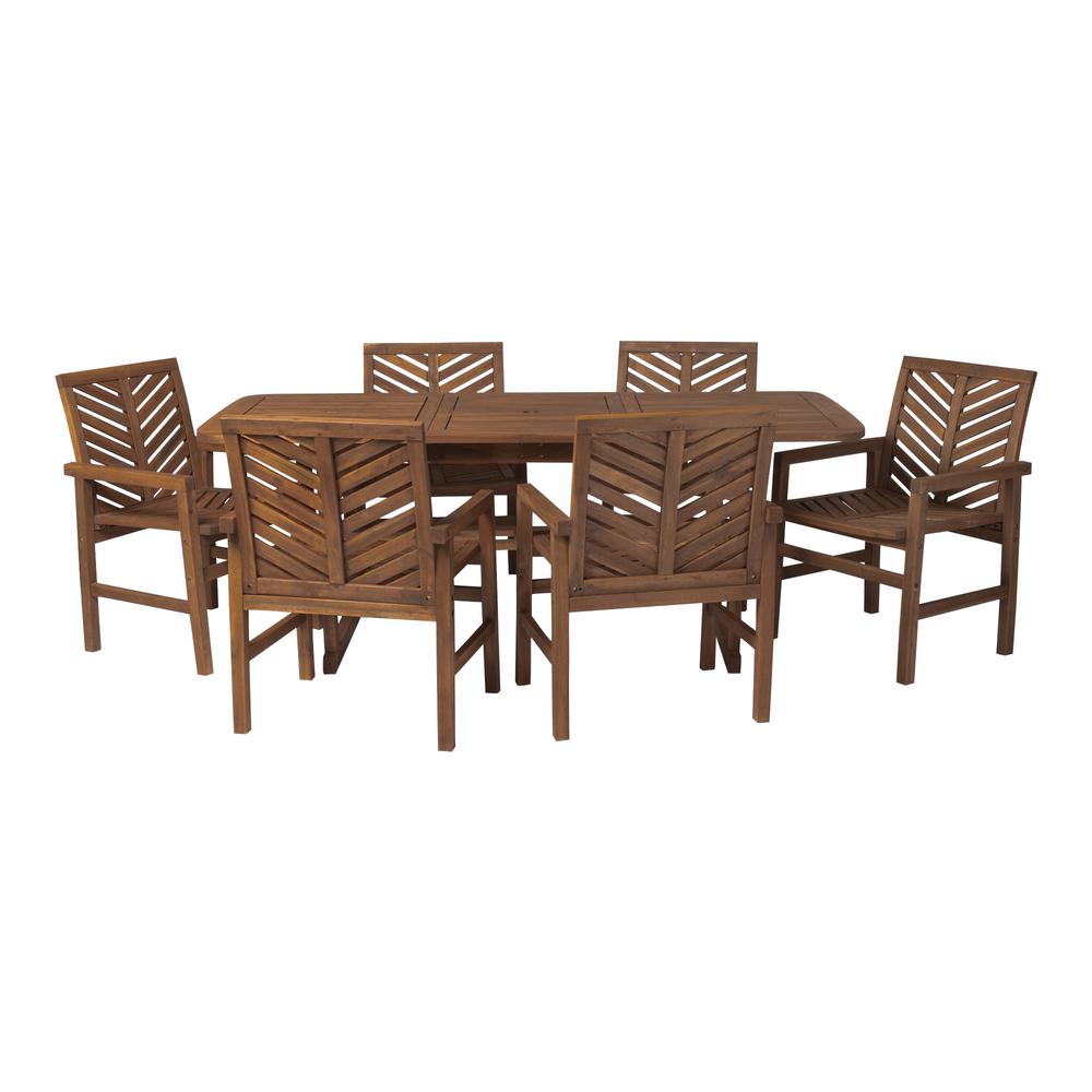 7-Piece Extendable Outdoor Patio Dining Set - Dark Brown. Picture 3