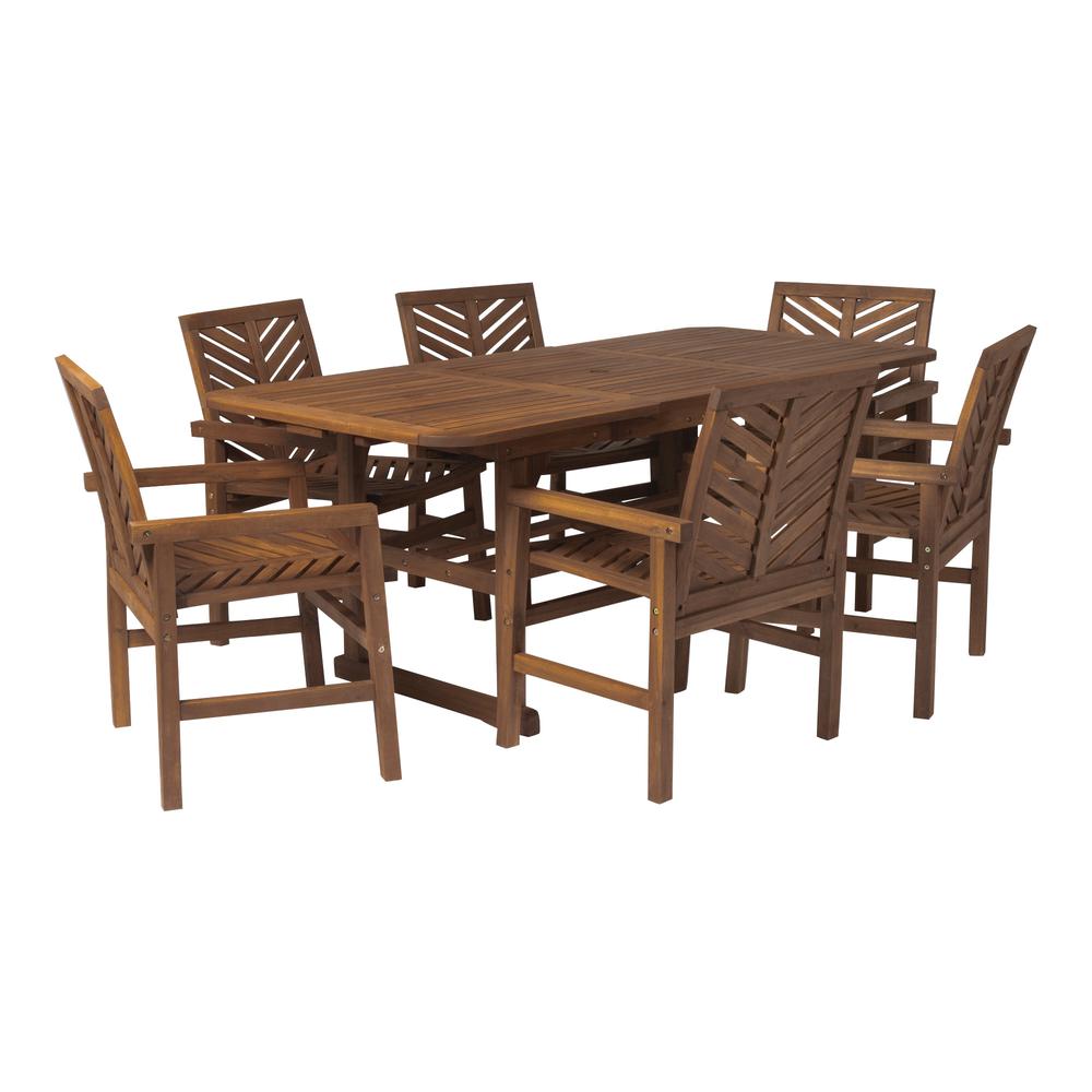 7-Piece Extendable Outdoor Patio Dining Set - Dark Brown. Picture 4
