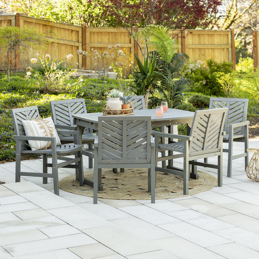 7-Piece Extendable Outdoor Patio Dining Set - Grey Wash. Picture 2
