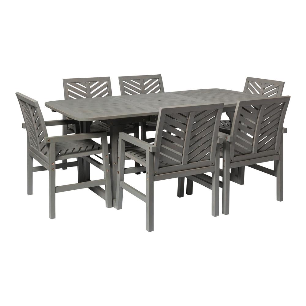 7-Piece Extendable Outdoor Patio Dining Set - Grey Wash. Picture 1