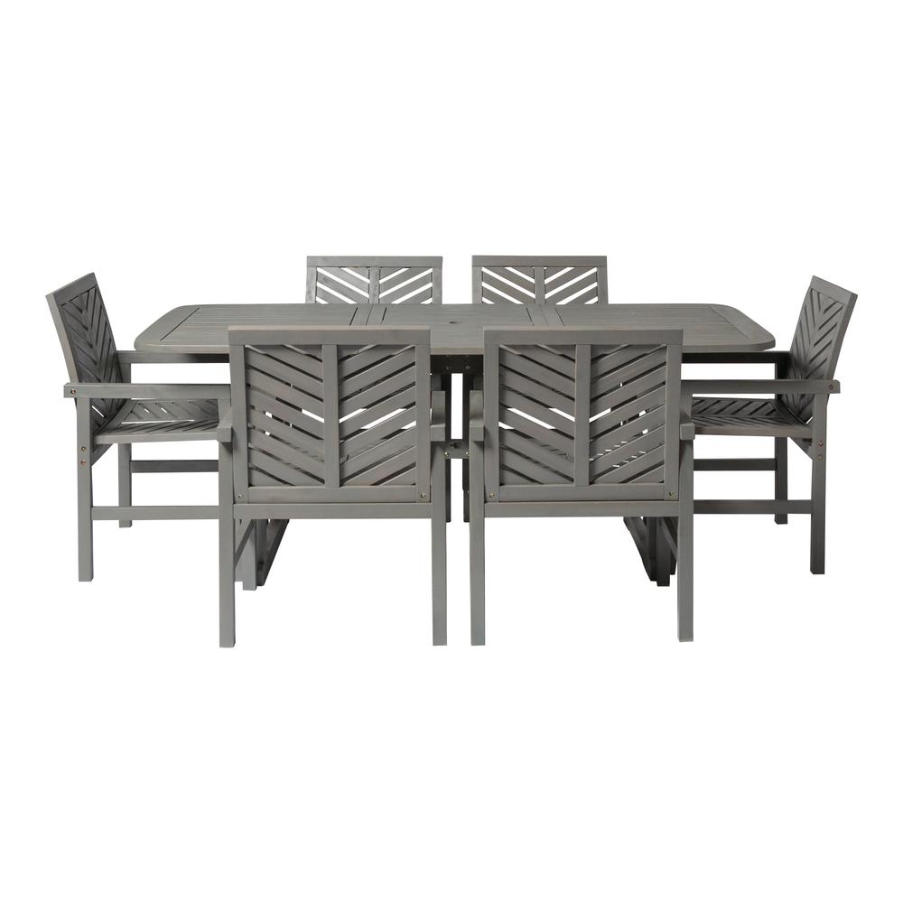 7-Piece Extendable Outdoor Patio Dining Set - Grey Wash. Picture 3