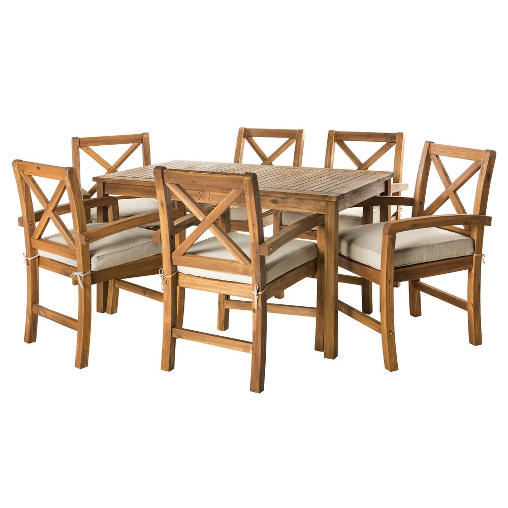 Acacia Wood X-Back Classic Patio 7-Piece Dining Set. Picture 1
