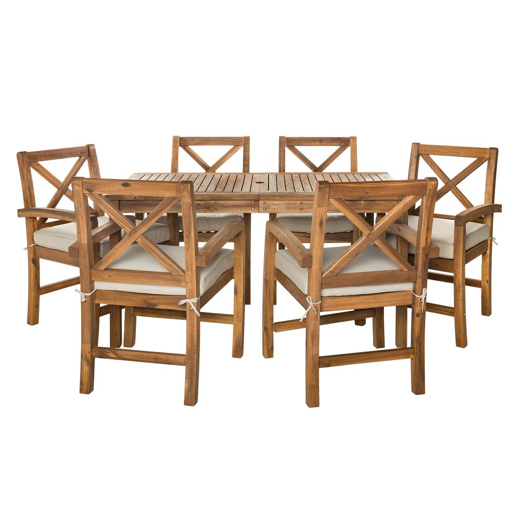Acacia Wood X-Back Classic Patio 7-Piece Dining Set. Picture 3
