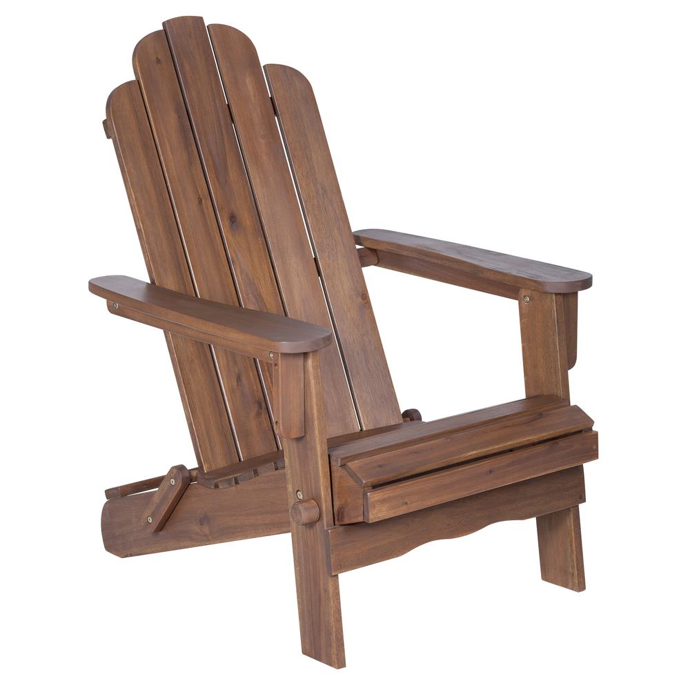 Acacia Adirondack Chair - Dark Brown. Picture 1