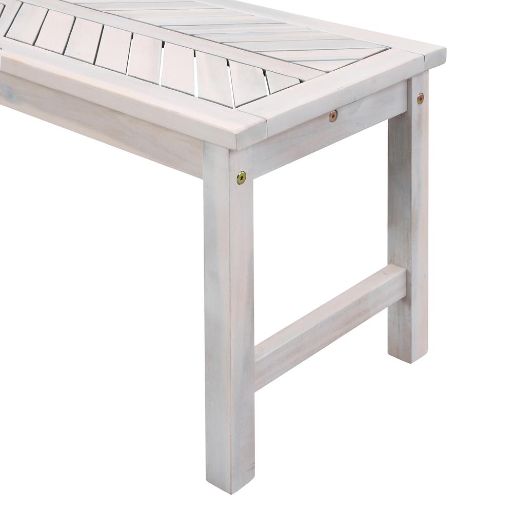 Vincent 53" Acacia Wood Chevron Dining Bench - White Wash. Picture 5