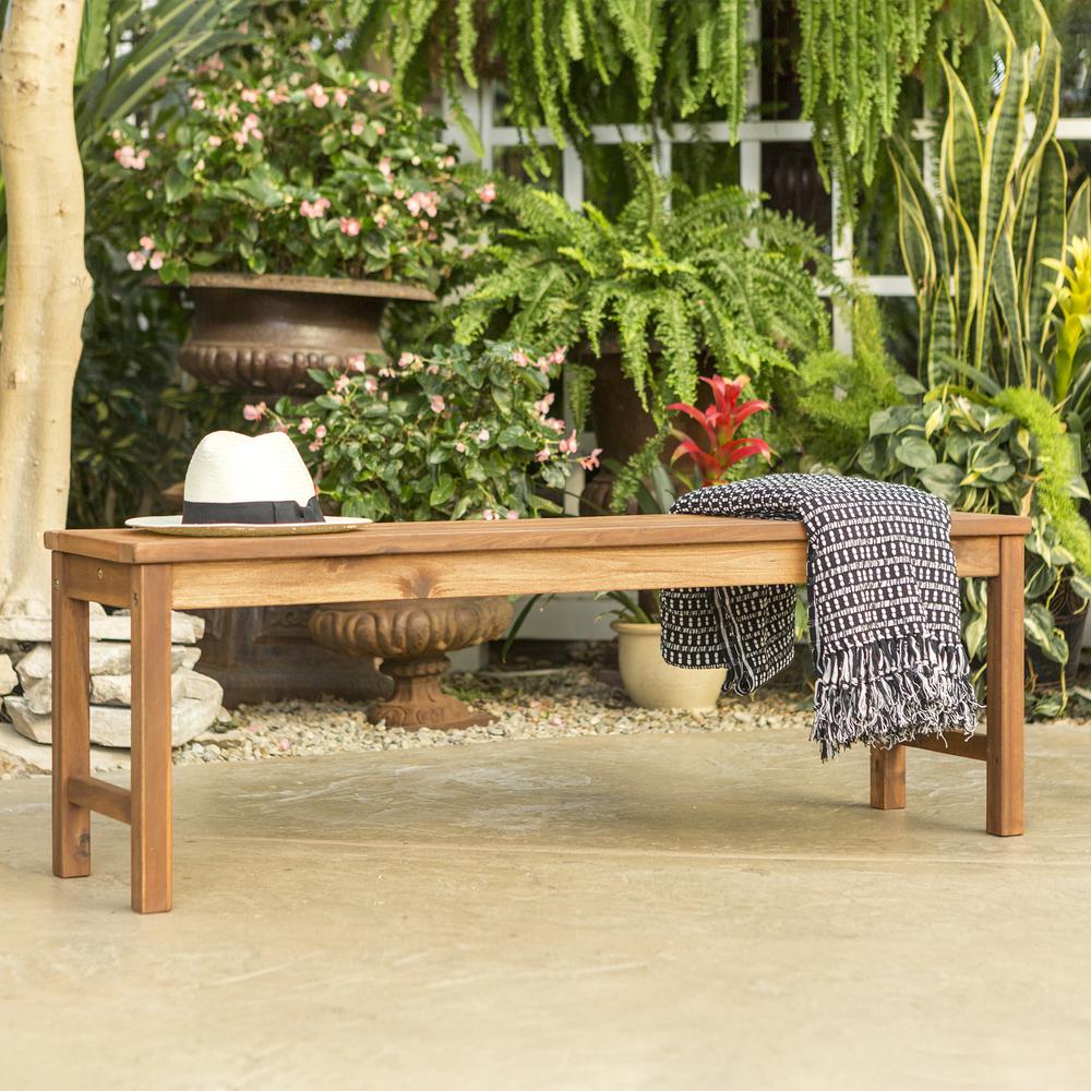 Acacia Wood Patio Bench - Brown. Picture 2