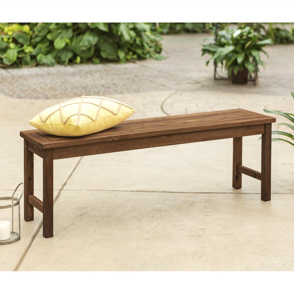 Acacia Wood Patio Bench - Dark Brown. Picture 2
