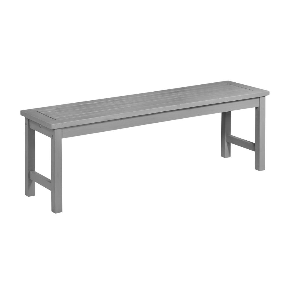Acacia Wood Patio Dining Bench - Grey Wash. Picture 1
