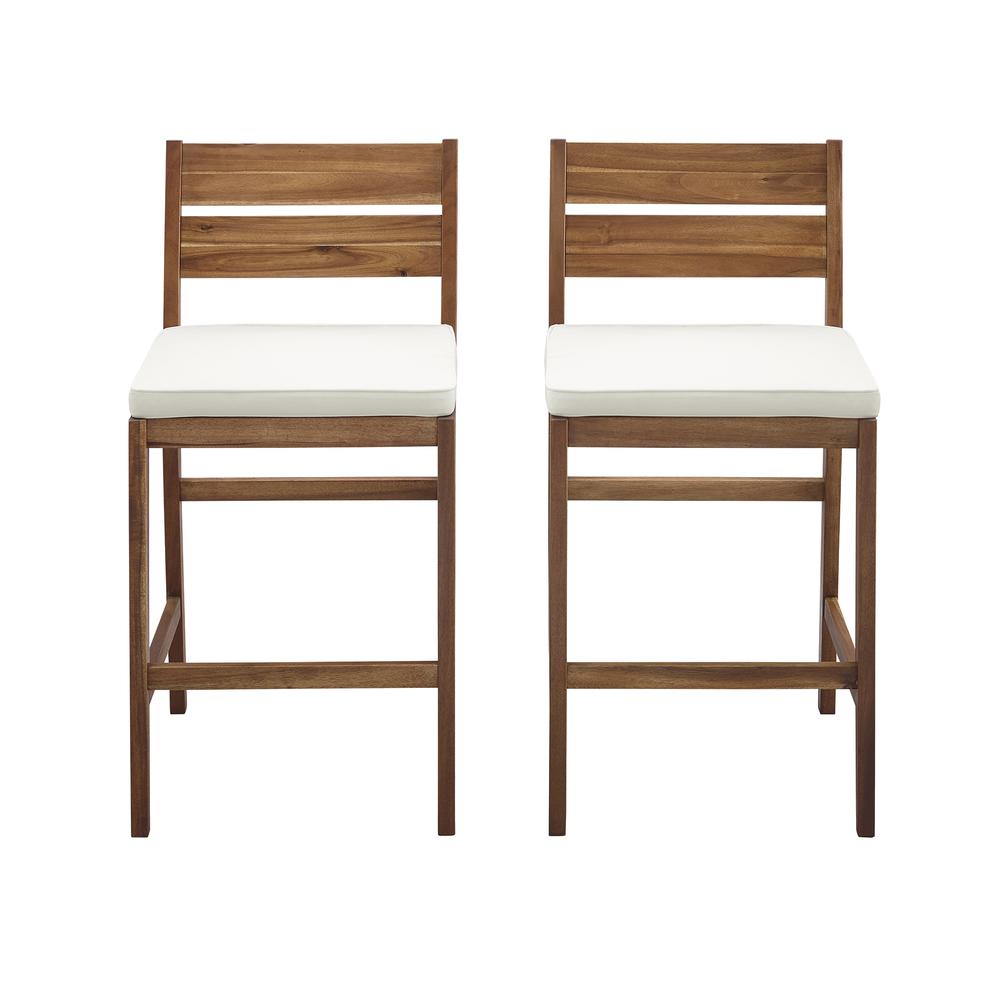 Acacia Wood Counter Stools, 2 pack - Brown. Picture 2