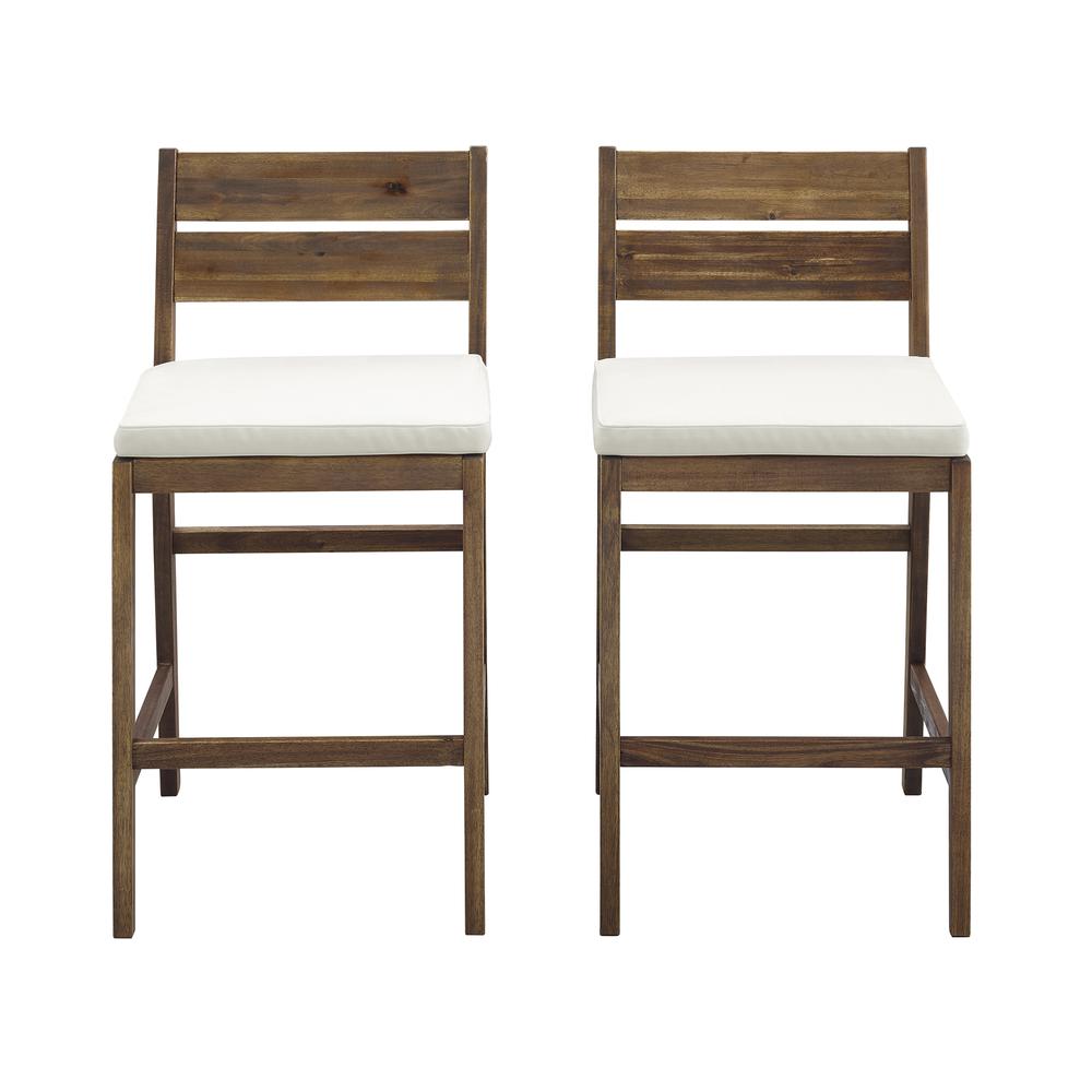Acacia Wood Counter Stools, 2 pack - Dark Brown. Picture 2