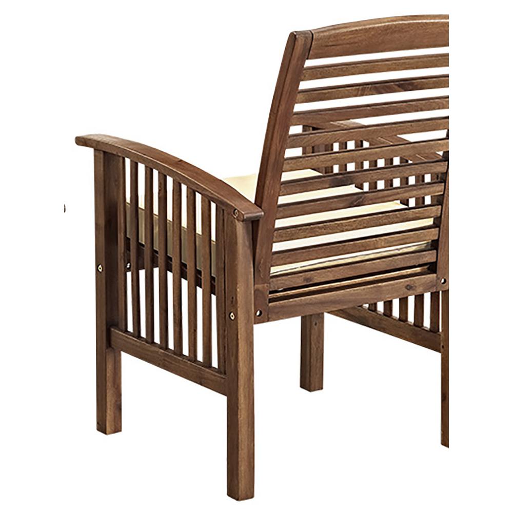 Dark Brown Acacia Patio Chairs with Cushions (Set of 2). Picture 4