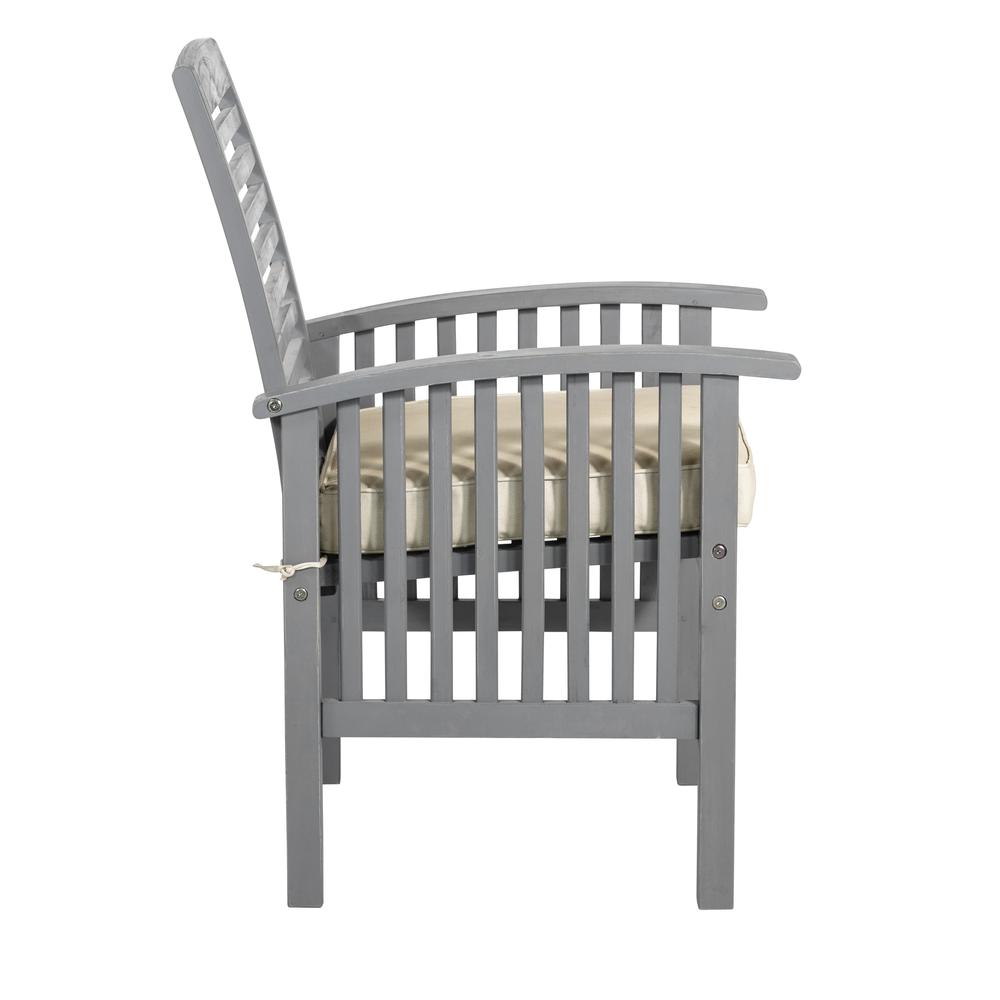 Acacia Wood Patio Chairs with Cushions, Set of 2 - Grey Wash. Picture 2